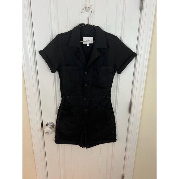 Revolve Pistola Women's Black Parker‎ Romper Short-Sleeve Button-Up Size S - Picture 1 of 4